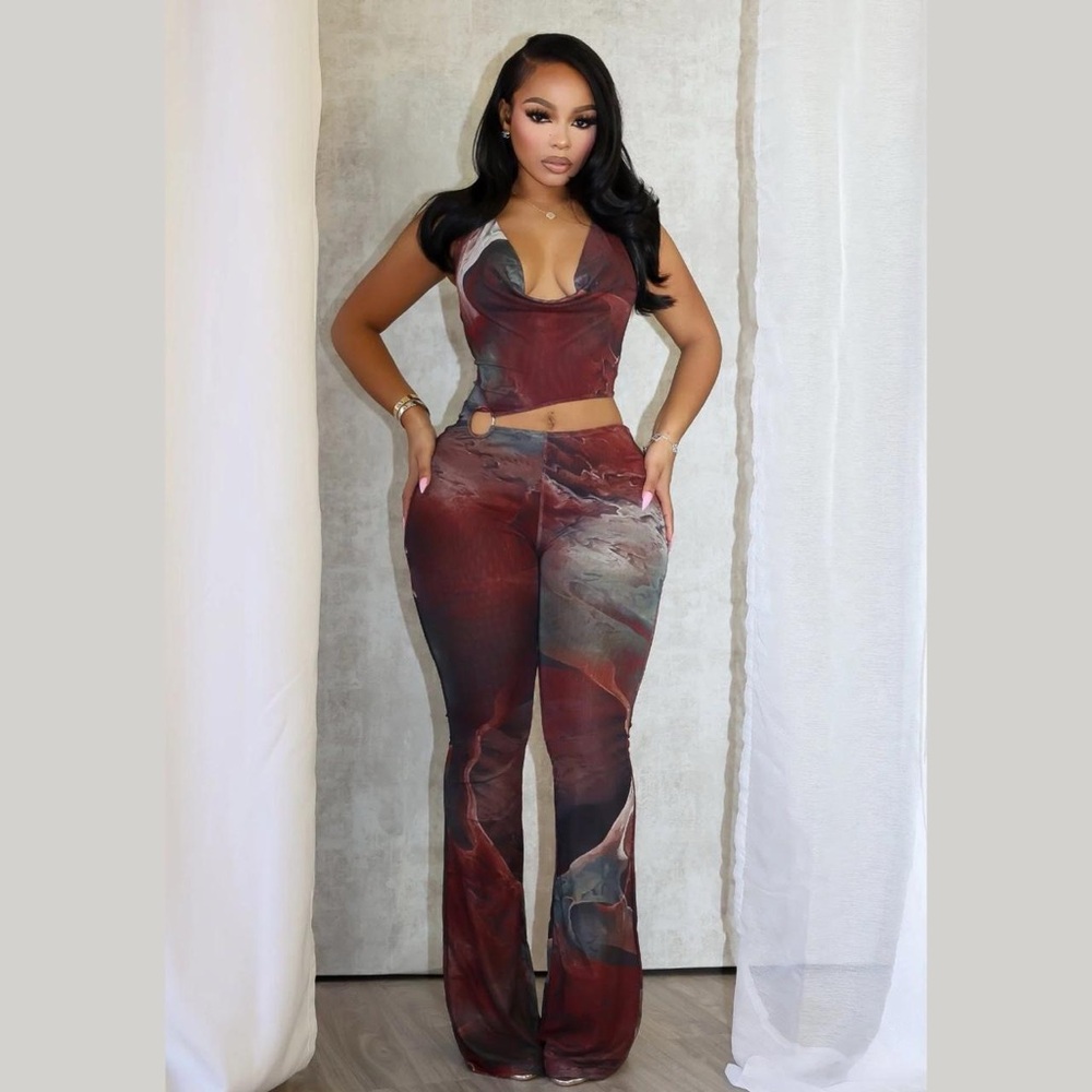 Burgundy Halter Jumpsuit